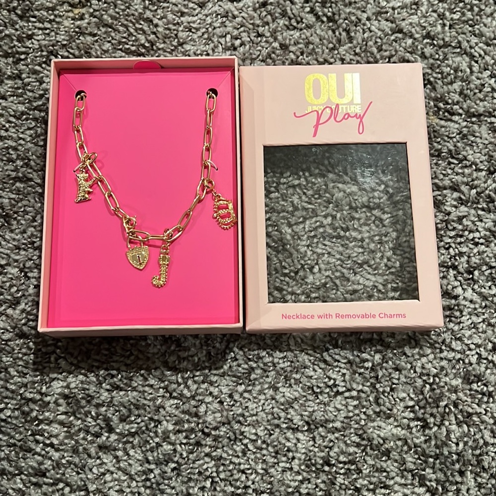 New Juicy Couture oui play dog crown lock initial charm link necklace gold 18 “ - Picture 2 of 3
